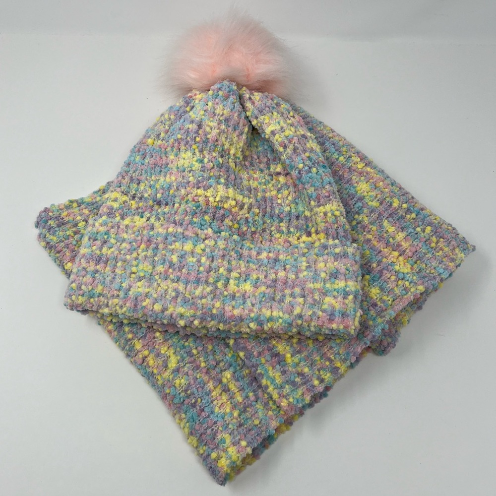 Juicy Couture pastel beanie and scarf set